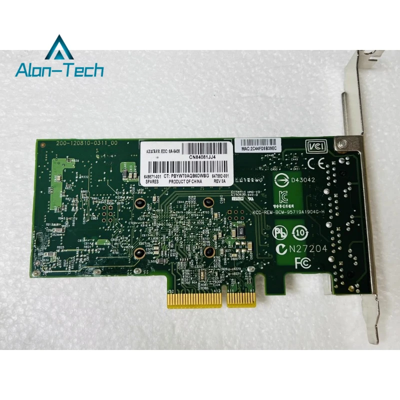 Tarjeta de red Gigabit de cuatro puertos para HP, Original, HP331T, 647592-001, 649871-001, BCM5719, segunda mano, 90% nuevo