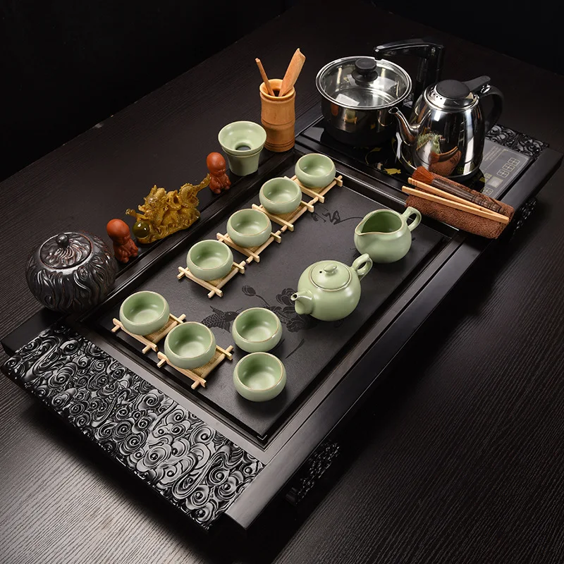 wooden material tea board big size tea table with gaiwan kongfu tea tray