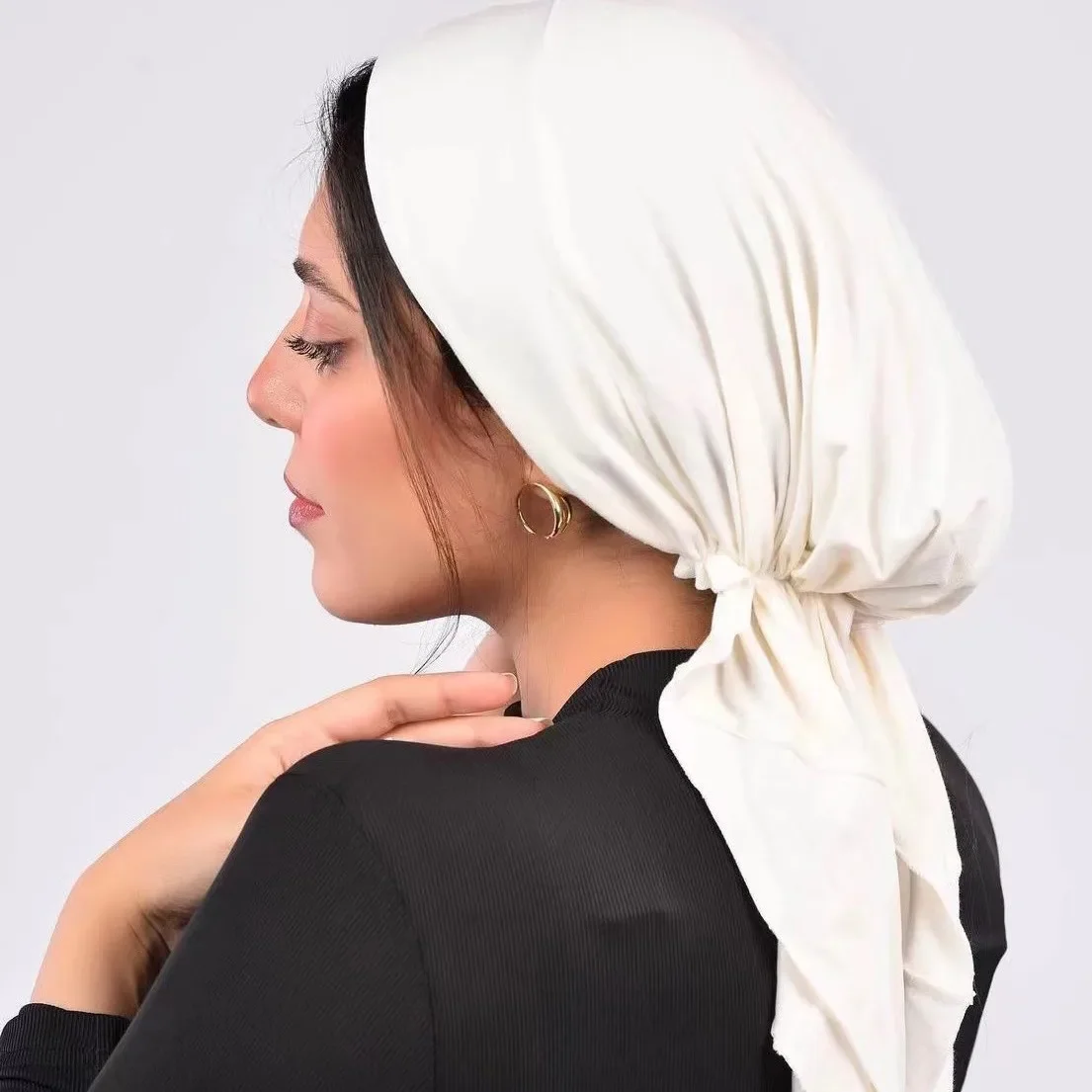 New multi-colored wide-brimmed headscarf cap Curved headscarf cap Muslim women's hat