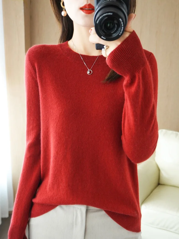 Women Autumn Sweater Pullovers Casual Solid O-neck Long Sleeve Pullovers Basics Female Loose Soft Knitted T shirt Women Sweaters