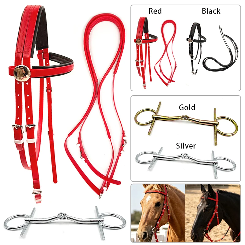 Equestrian Adjustable Horse Bridle Kit With Snaffle Bit Durable Horse Training Riding Tack Equine Accessories for Daily Horse