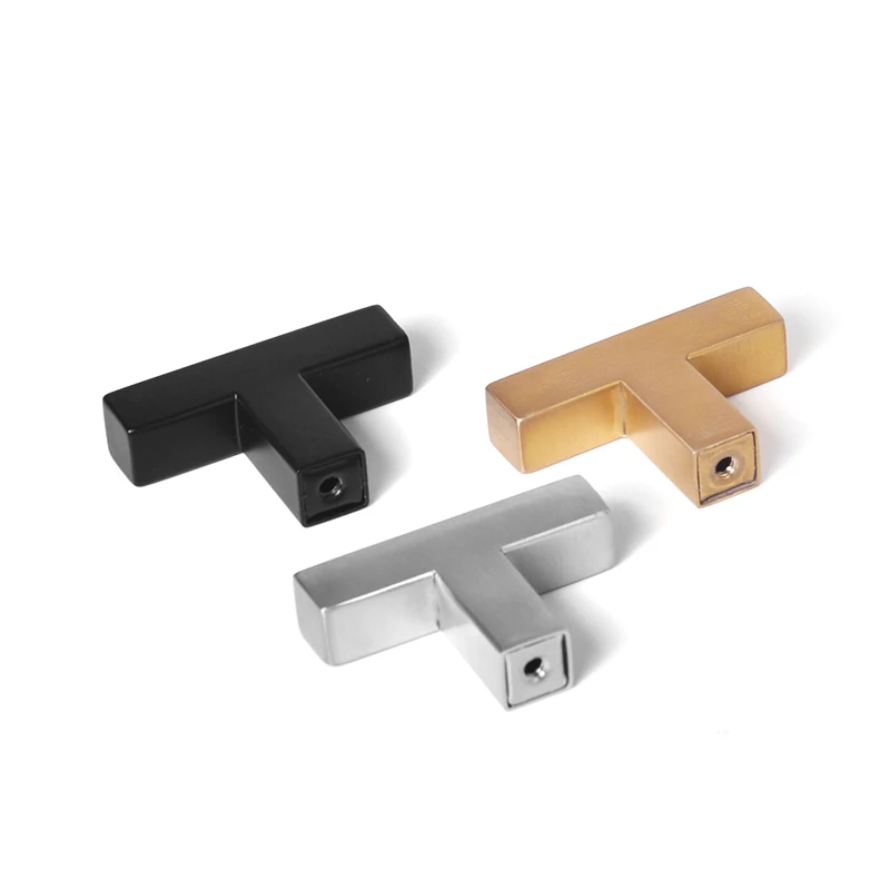 Simple T-shaped Furniture Handle Golden Stainless Steel Cabinet Handle Home Wardrobe Door Handle Hardware