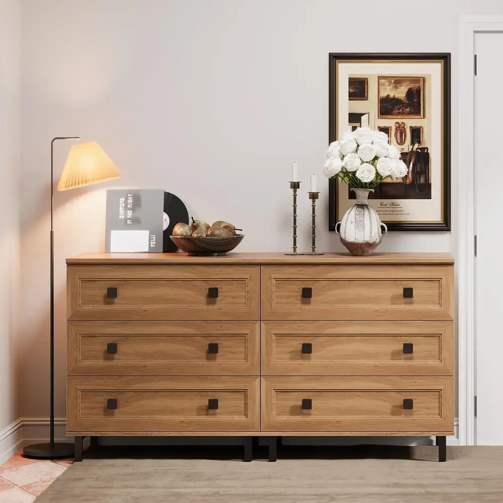 

Modern Drawer Dresser for Bedroom with 6 Drawers, 2 in 1 Chest of Drawers with Organizer Storage for Bed Room,Livingroom Hallway