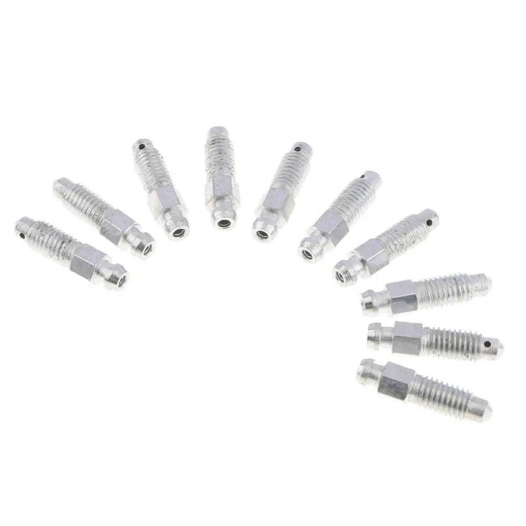 10 Pieces M8*1.25 Car Front Rear Brake Caliper Bleeder Screws Silver 32mm