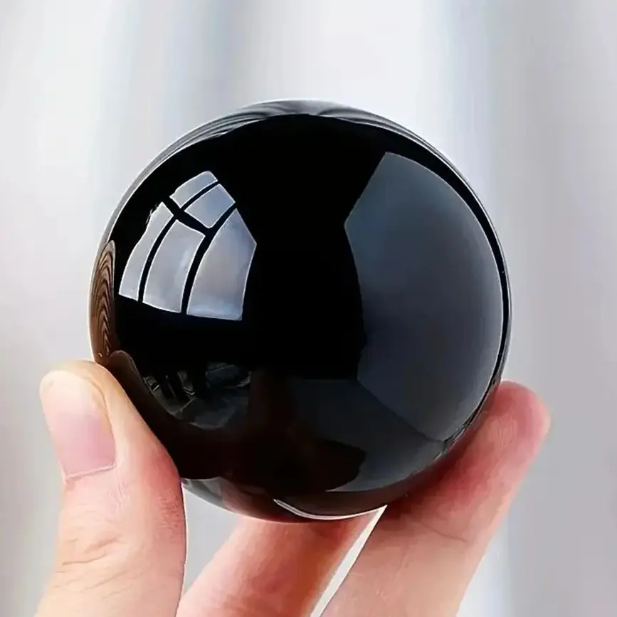 Natural Obsidian Ball Healing Collection Home Decor Crystal Orb Reiki Stone Wind Water Balloon Gemstone wholesale Without Base