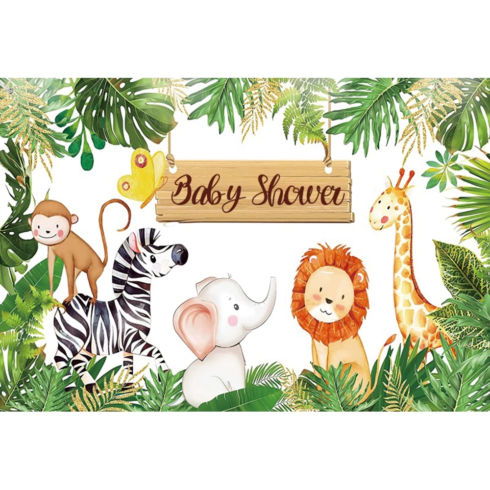 Jungle Animal Safari Party Background Backdrop Wild One 1st Happy Birthday Party Decoration Newborn Baby Shower Photo Background