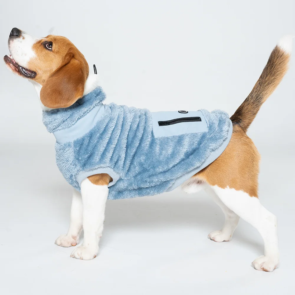 

New dog clothes outdoor plush high tie portable bag comfortable puppy large dog cotton coat