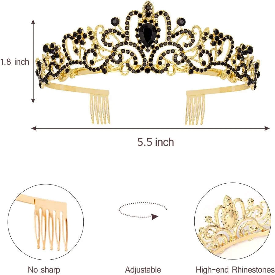Crystal Tiara Crown for Women, Pink Crystal Tiara With Combs, Elegant Princess Crown for Birthday and Wedding Parties