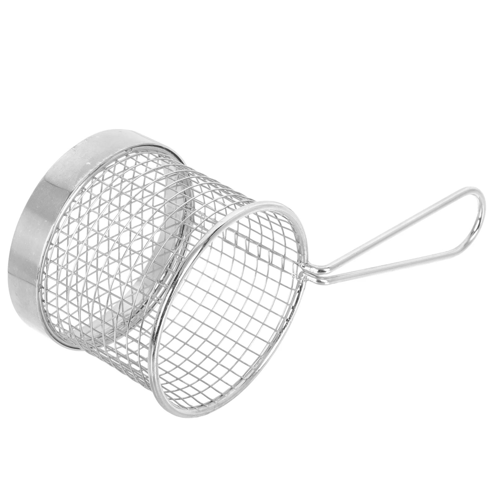 

1pcs Stainless Steel French Fries Basket Frying Basket With Long Handle Dense Drain Holes Fryer Kitchen Gadget Household Snack