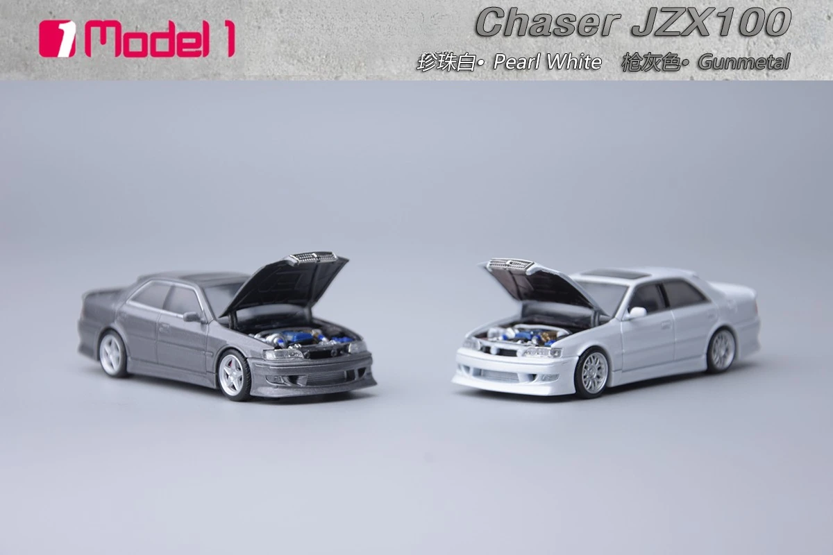 **الطلب المسبق **Focal Horizon FH x Model One 1:64 Chaser MK6(JZX100) Gun رمادي / أبيض موديل سيارة