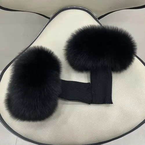 Real Fox Fur Cuffs Arm Warmer Women Bracelet Fur Wristband Glove Warmer Wrist Warmer Coat Jacket Boots Warm Accessories - Image 2