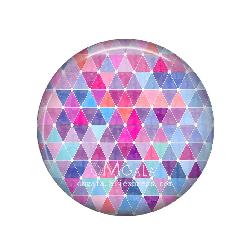 Art Colorful Geometric Patterns 10mm/12mm/14mm/18mm/20mm/25mm/30mm Round photo glass cabochon demo flat back Making findings image 4