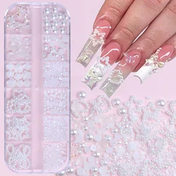 3D Resin Nail Art Charms Camellia Rose Heart Star Pearl Accessories Design For Women Girls DIY Bowknot Nail Decoration