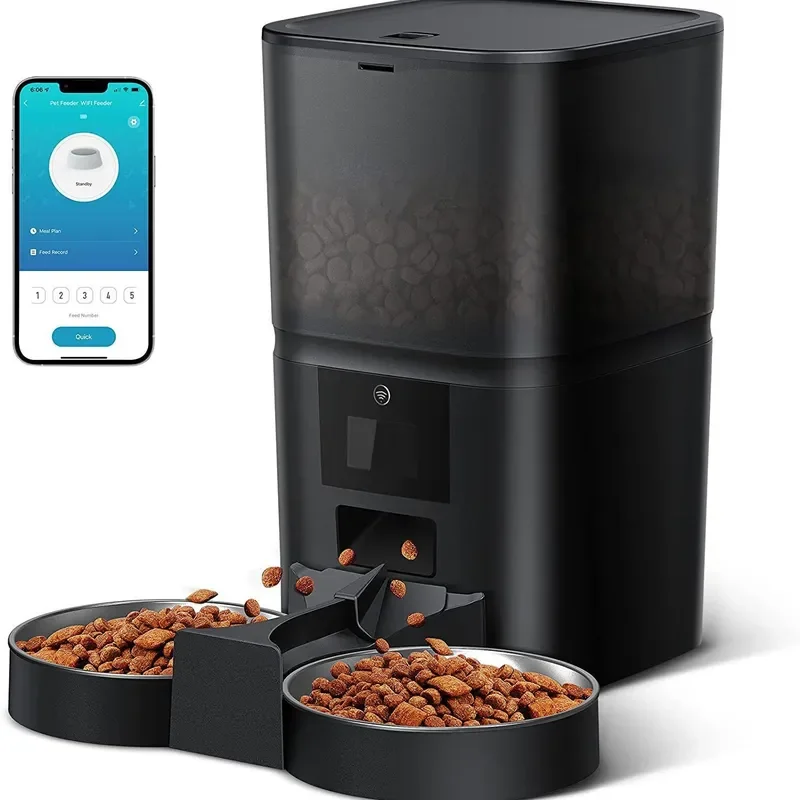 Automatic intelligent feeder Timed quantitative graffiti wifi capacity Big cat Double bowl No stuck food Large capacity