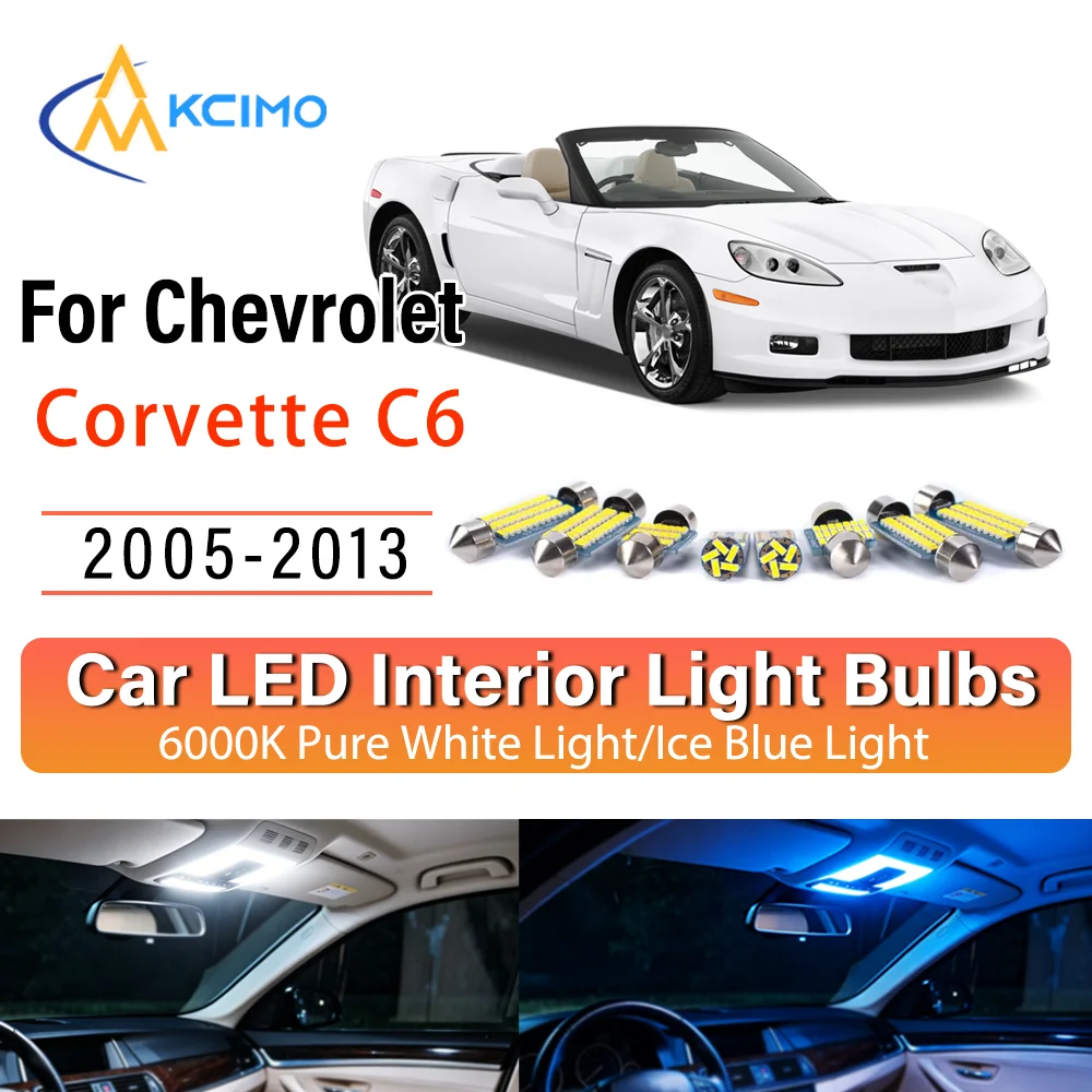 Kit de remplacement d'éclairage intérieur LED à lueur persistante pour Chevrolet Corvette C6 2005-2013 – Amélioration des lampes de dôme, de lecture, de coffre et de habitacle