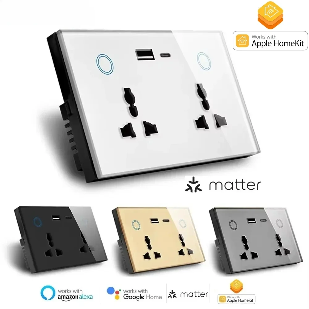

Умная настенная розетка Adea Wifi с портом USB Type-C для зарядки 20 Вт, совместимая с HomeKit, Alexa, Google Home Assistant, SmartThings.