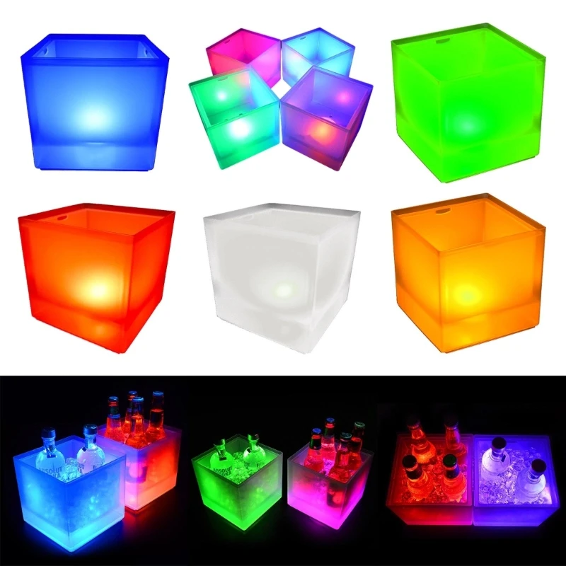 LED Glowing Ice Buckets Bar Nightclub Light Up Champagne Beer Bucket PP Material Suitable for Indoor and Outdoor