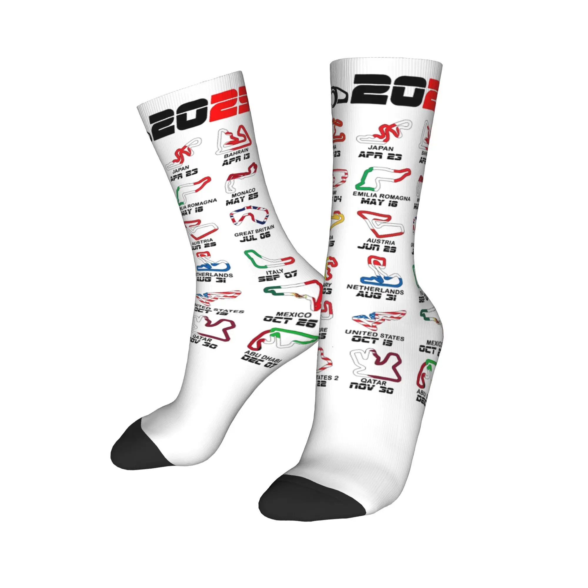 f1 race cars 2025 circuits motorcycle motorcross racing Middle Socks for Women Men All Seasons  Soft Crew Socks Sweat Absorbing