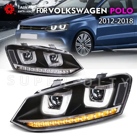 Eagle Eye för Volkswagen Polo 2012-2018 strålkastare bil LED-ljus för Vw Polo strålkastare 2 st modifierad ECE-certifiering 8 best sales Polo-strålkastare - №6