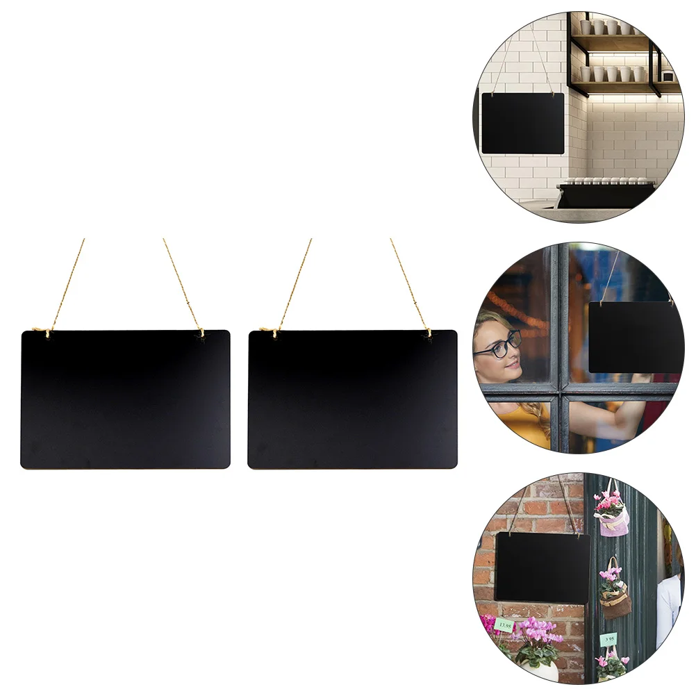 2pcs Wooden Small Mini Double Sided Hanging Chalkboard Lightweight Notice Board for Wall Door Window Display