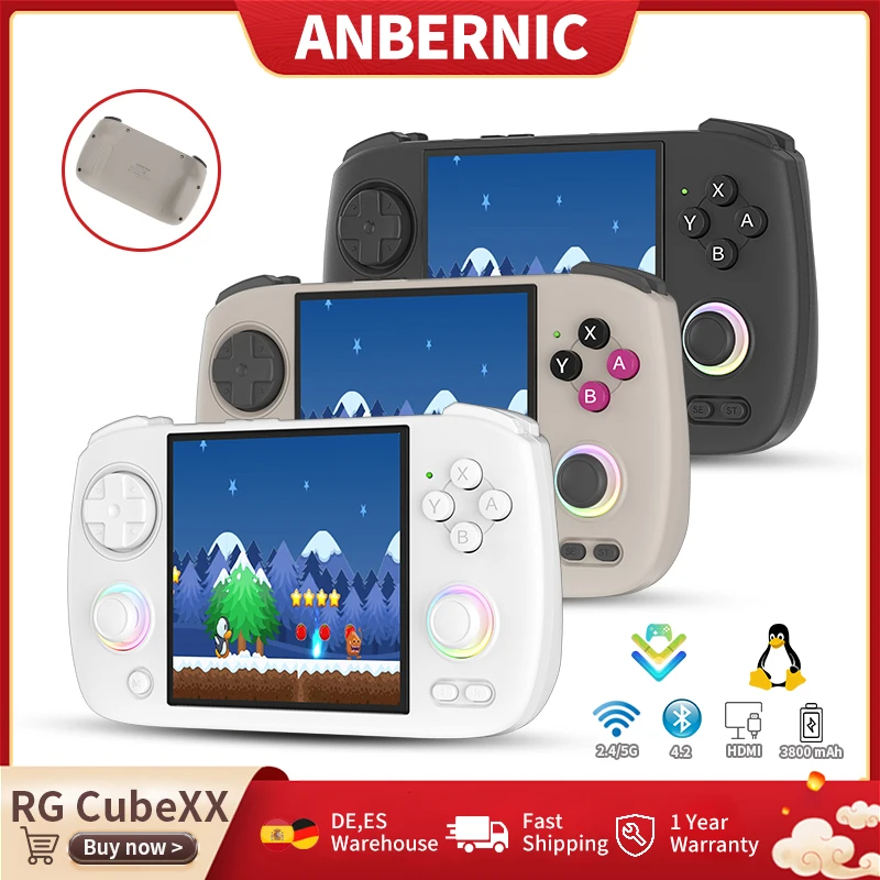 Console de jeu portable rétro Anbernic RG CubeXX, écran IPS 3,95 pouces, Linux 64 bits, batterie 3800 mAh, lecteur de jeux prenant en charge la sortie HD, WiliWili, Ebook