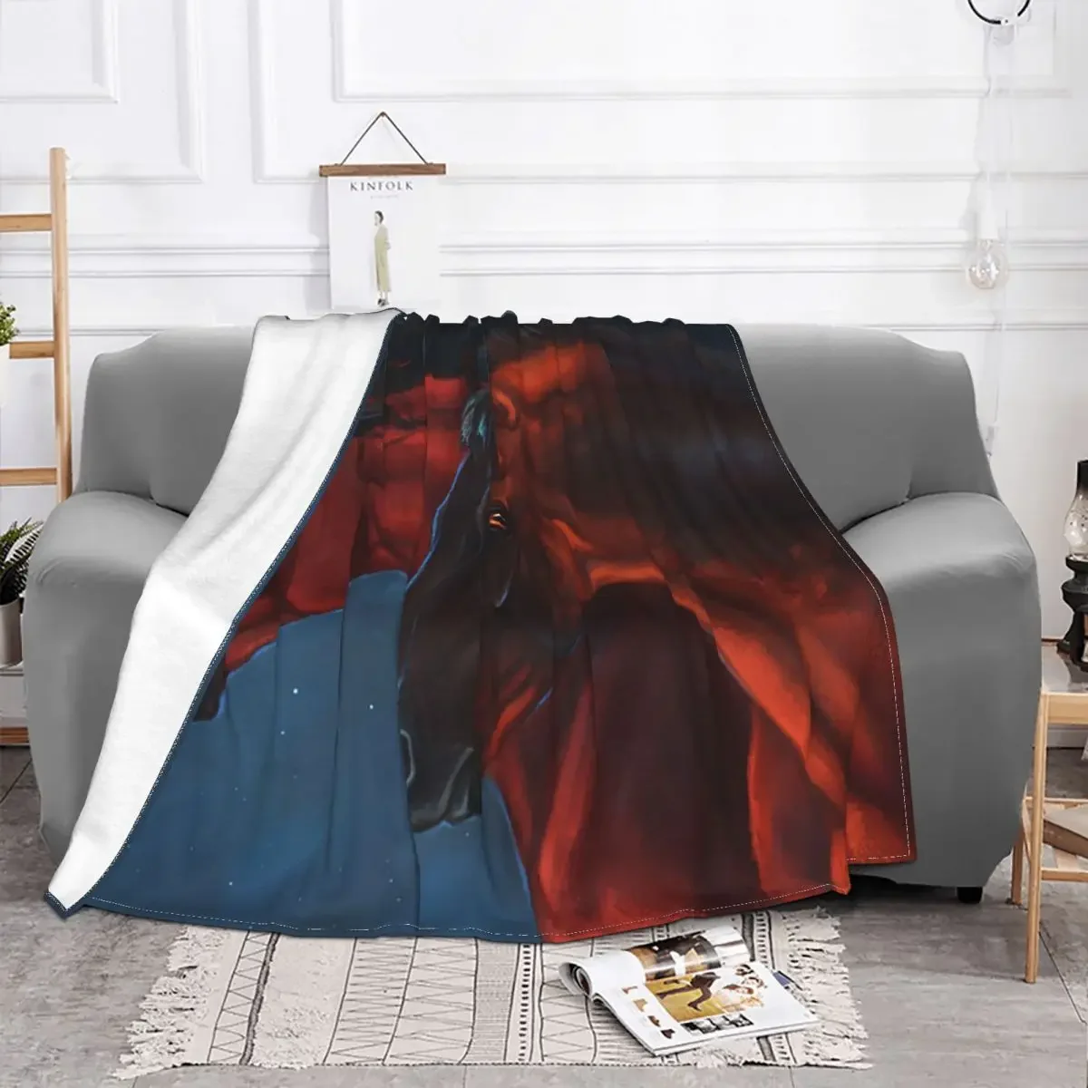 Galloping Horse Running Brown Blanket Velvet Textile Decor Animal Portable Warm Throw Blanket for Bedding Outdoor Rug Piece