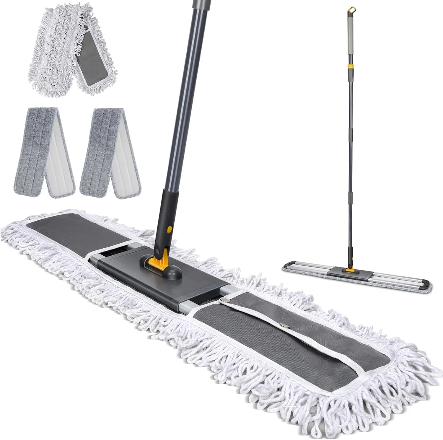 

Commercial Mop, 36'' Large Dust Mop,Heavy Duty Industrial Push Mops with 3 Reusable Microfibre Pads & 62'' Adjustable Handle fo