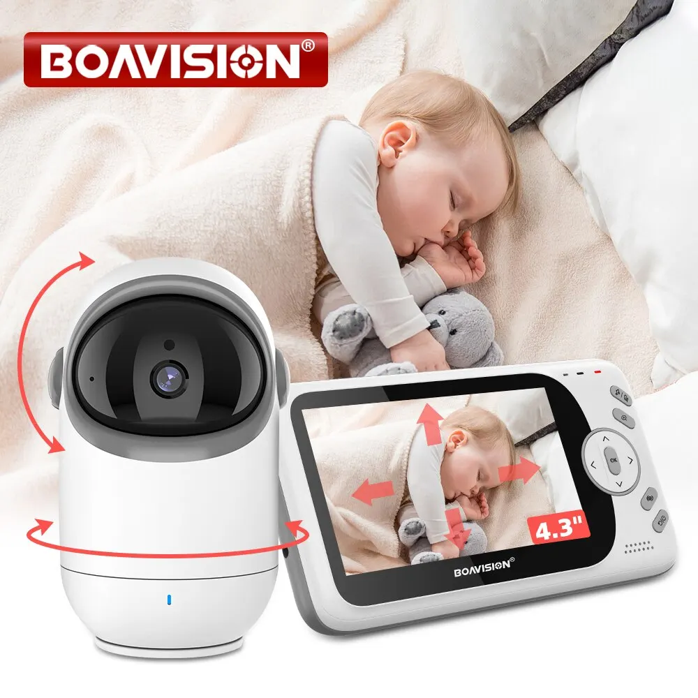 Monitor bayi Video 4.3 inci, dengan kamera miring Pan 2.4G nirkabel Audio dua arah penglihatan malam kamera keamanan Babysitter VB801