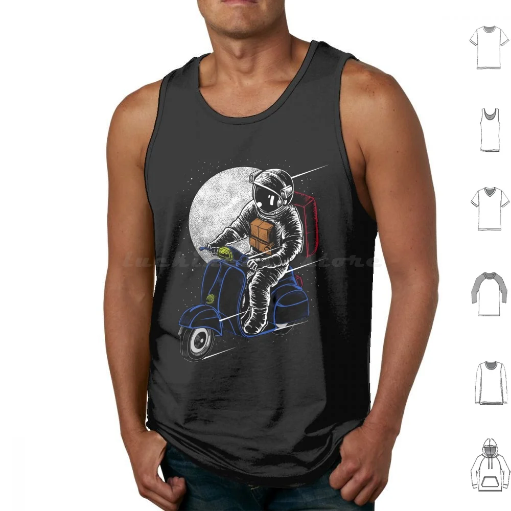 Astro scooter tank tops impressão algodão gamer jogos de vídeo jogo justiça lua geek nerd guerra jogo quadrinhos herói espaço bicicleta