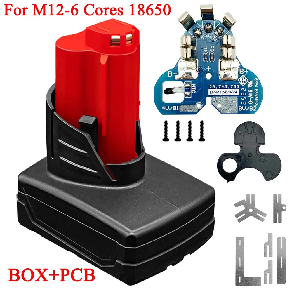 Power Tool Lithium Battery Case Box PCB Protection Circuit Board For Milwaukee for M12 10.8V 12V 48-11-2411 Battery Housings