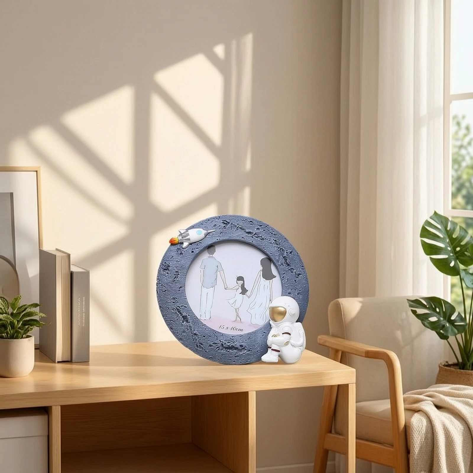 Astronaut Photo Frame Tabletop Photo Frame with Astronaut Wall Hanging Sculpted for Children, Nursery, Desk