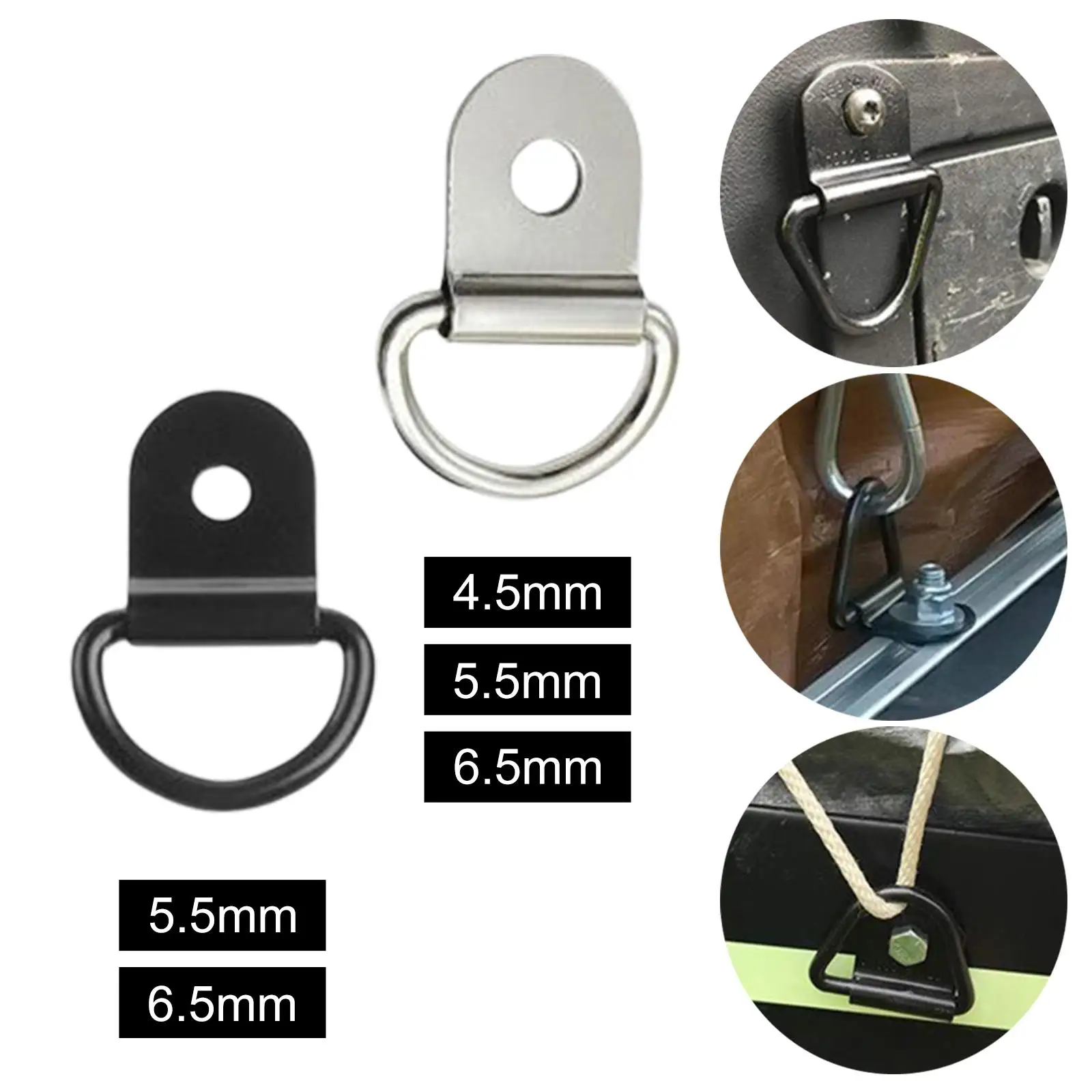 10 Stück D-Ring-Spanzer-Ring, Zughaken, Edelstahl, schwarzer Zurrring, passend für SUV-Anhänger, Fahrzeuge, Wohnmobil, Fracht