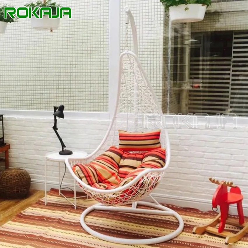 Maple Leaf Hanging Chair Iron Cradle Bird'S Nest Balcony Rattan Chair Indoor Hanging Basket Rocking Chairs