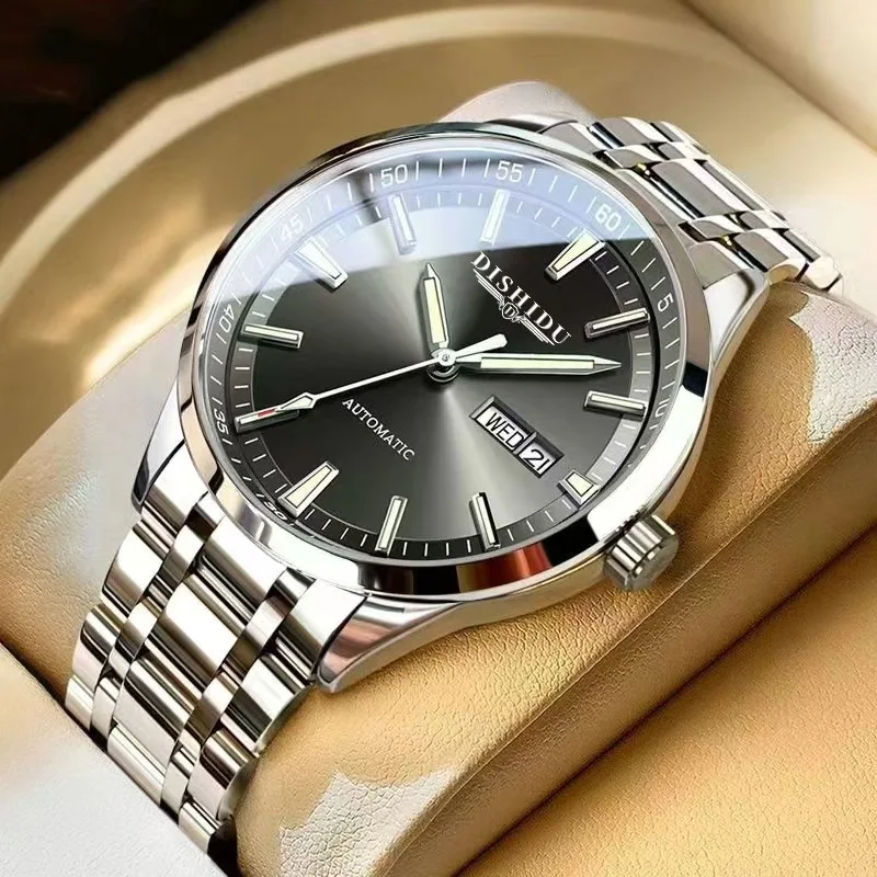 Simple business men's watch waterproof luminous temperament double calendar luxury steel band men's watch