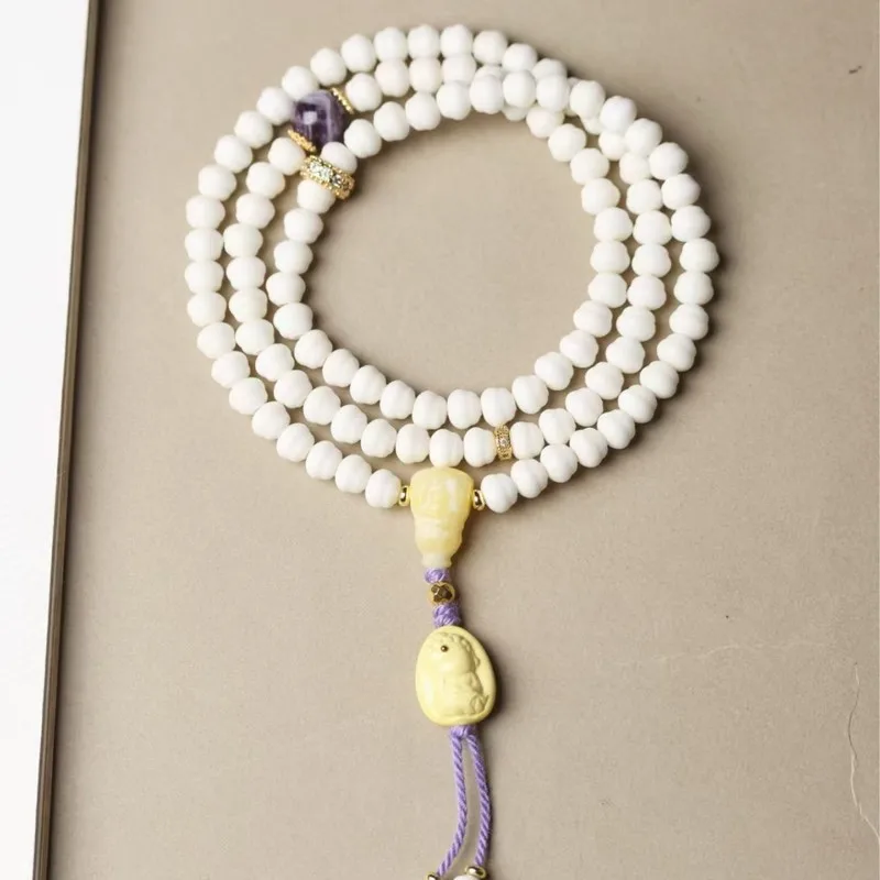 Dry-Polished White Jade Bodhi Bead Spacer Bracelets And Jewelry