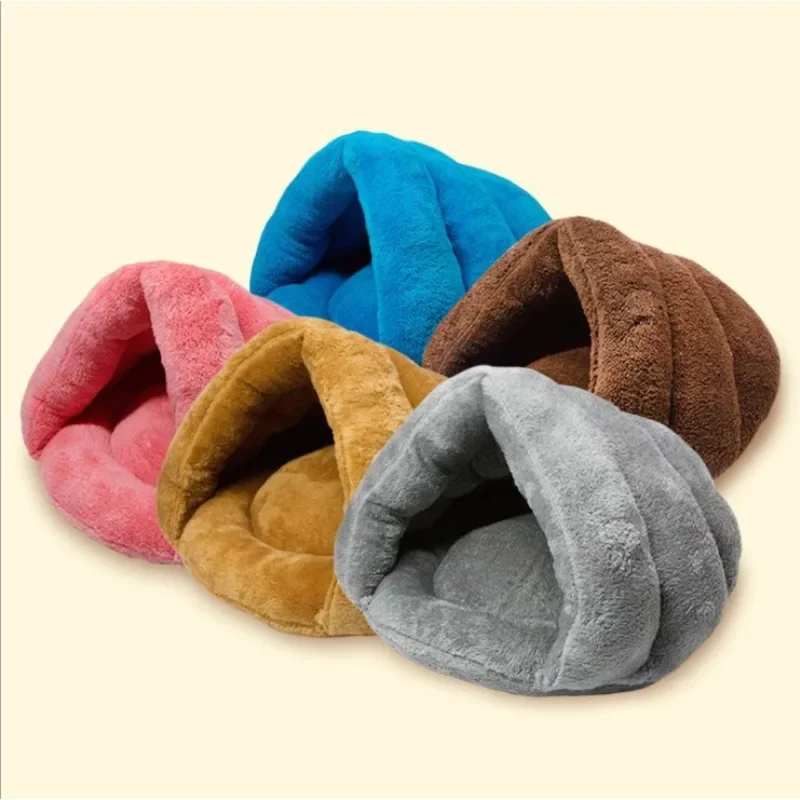 Winter Warm Triangle Cat Nest Slippers Pet Dog Nest Cat Dog Mat Thickened Sleeping  Bag Mongolian Bag  Nest New Pet Nest Cat Dog