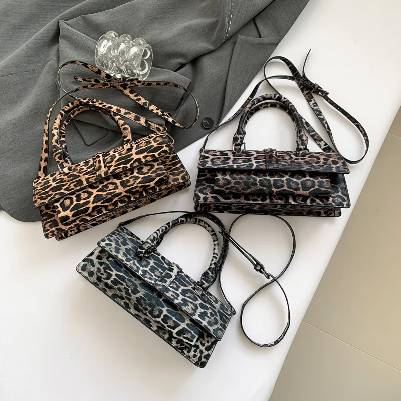 Top Brand Shoulder Bag Quality Pu Leather Classic Handbag Vintage Leopard Crossbody Bags For Women Khaki Brown Hand Bag Clutches