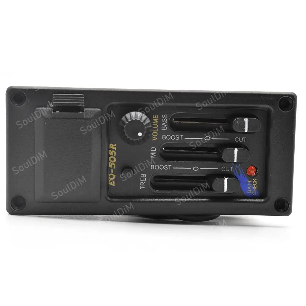 3 Band Right Hand EQ-505R/EQ-505 Acoustic Guitar EQ Equalizer Preamp Amplifier Guitar Pickup with 6.5MM Output Black Guitar Part