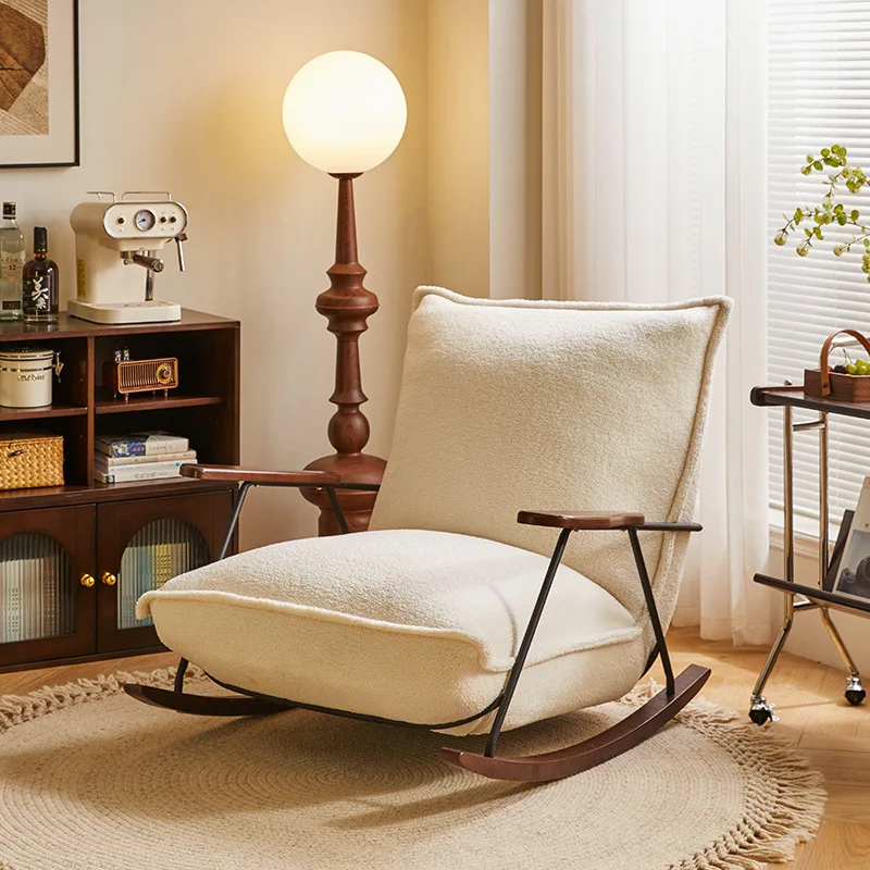 

Cream wind retro rocking chair home antique single lazy sofa
