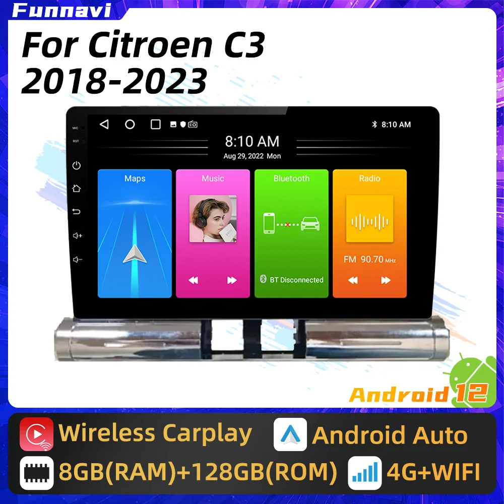 

Автомобильное радио для Citroen C3 2018-2023 2 Din Android Мультимедиа GPS-навигация Carplay Android Авто головное устройство Стерео Автораadio