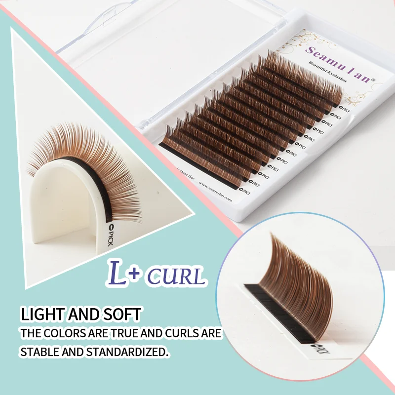 Matte Brown Eyelash Extensions L L+ LU LC Curl Russian Volume Eyelash Supplies Korean PBT High Quality Individual Eyelashes