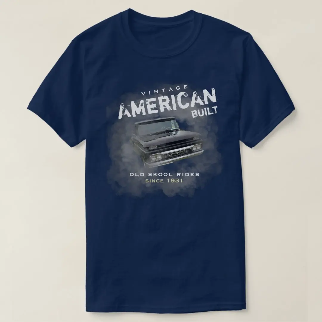 Vintage American Built Old Skool Rides Truck T-Shirt 100% Cotton O-Neck Short Sleeve Summer Casual Mens T-shirt Streetwear
