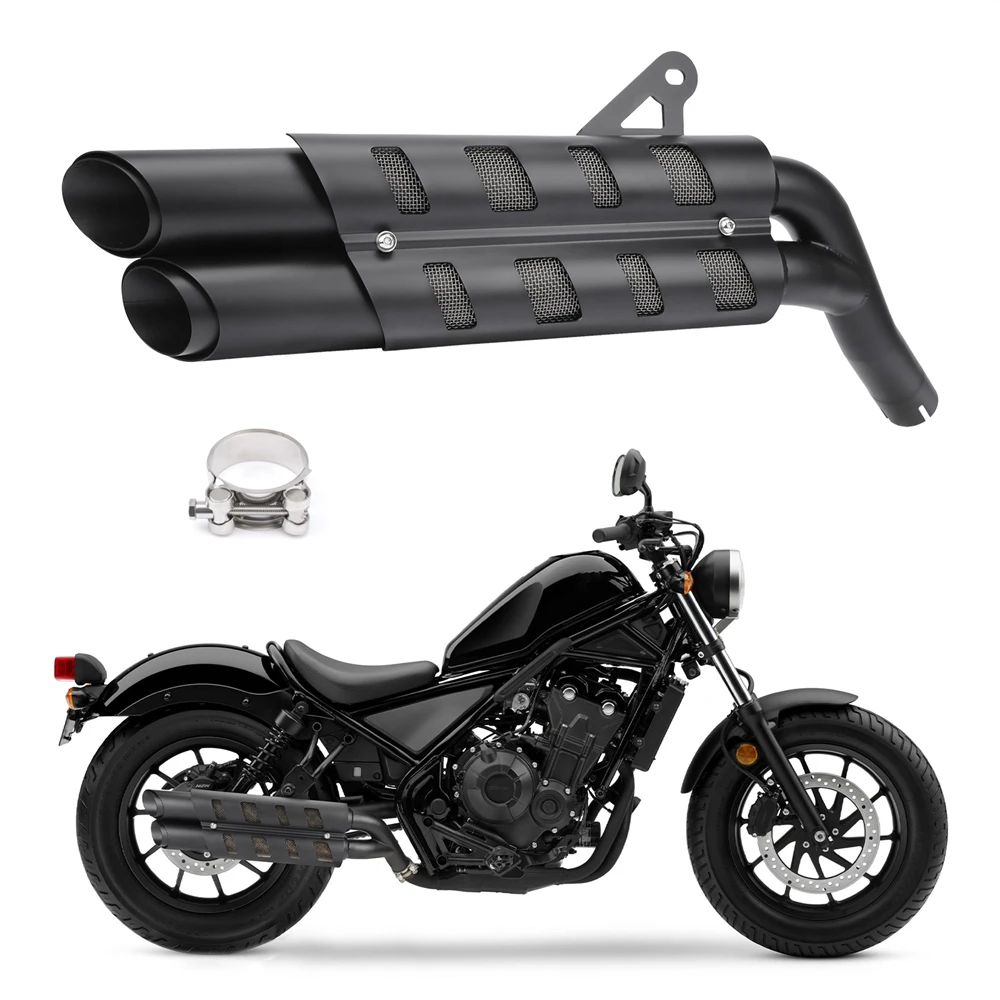

Motorcycle Exhaust Slip-on Muffler Pipe Tube with Heat Shield Cover Kit for Honda Rebel CMX 1100 2017-2025
