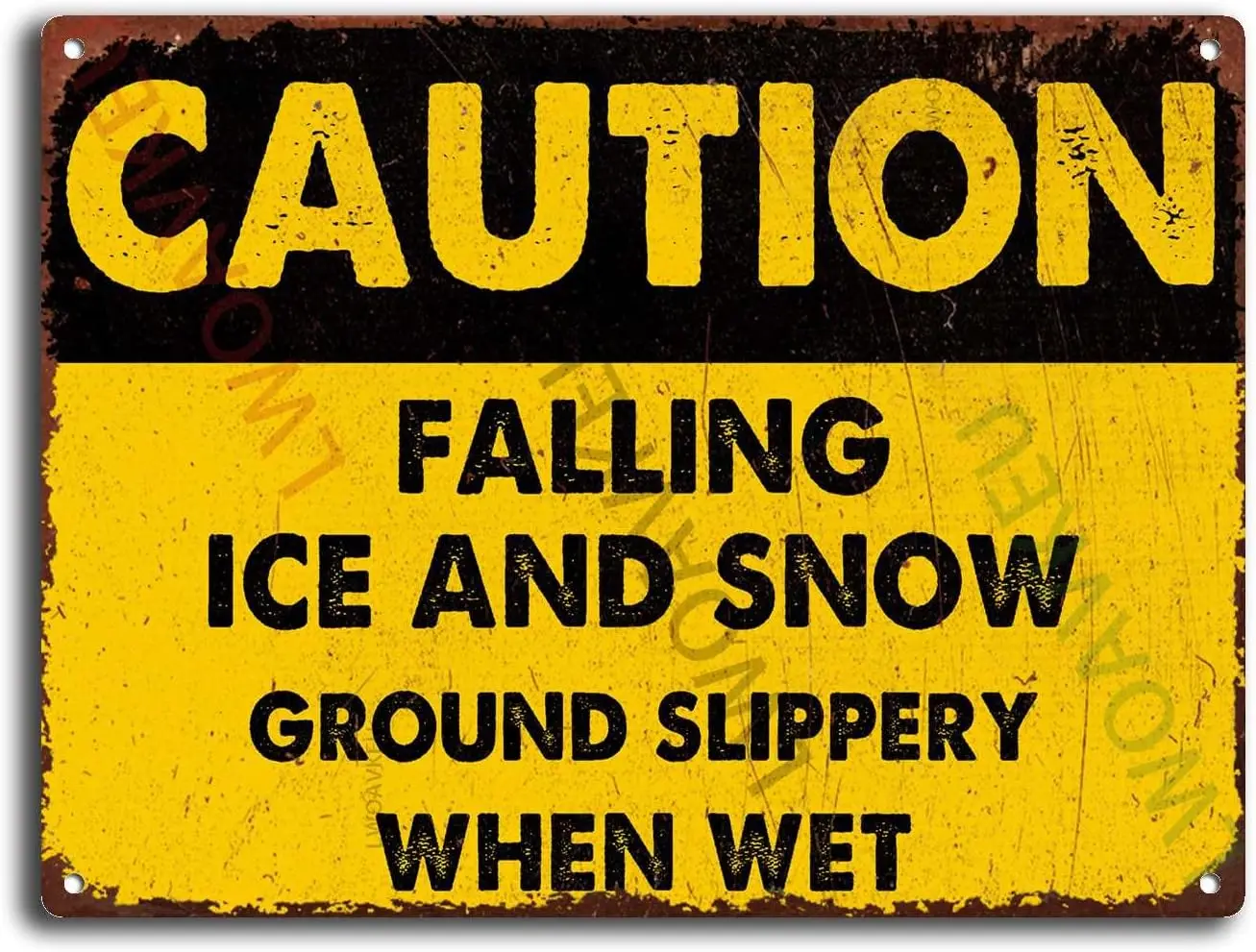 Алюминиевый винтажный жестяной знак, предупреждение о падении льда и снега, скользкий, когда влажная, для смешных украшений для дома, бара, паба, кафе, комнаты