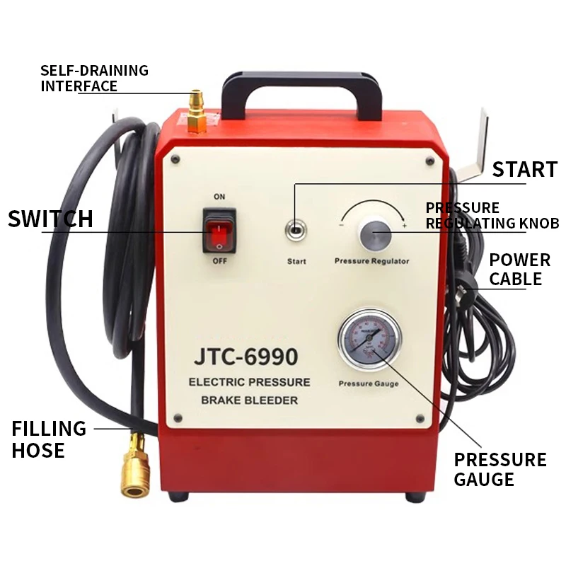 Compressão Elétrica Freio Oil Changer, Pulso Fluid Brake Exchanger, JTC-6990