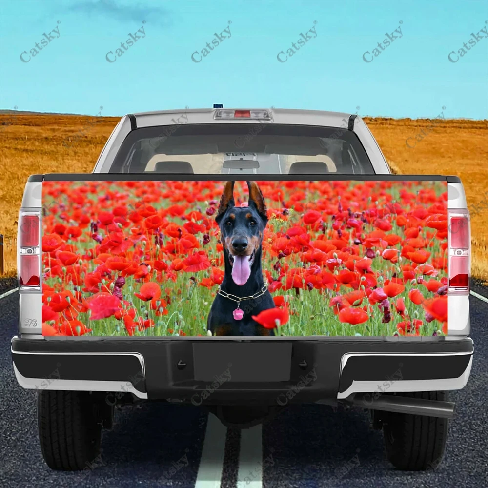 Doberman Pinscher Truck Tailgate Wrap Professional Grade Material Universal Fit for Full Size Trucks Weatherproof &Car Wash Safe