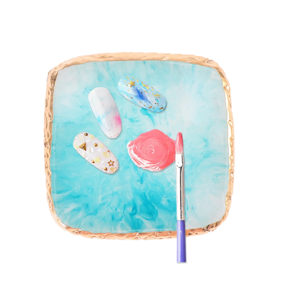 

1Pcs Square Resin Nail Palette Manicure Color Mixing Tray Nail Display Plate for Home Decoration Manicure Palette