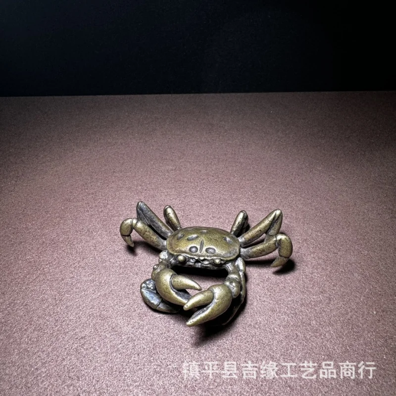 Copper crab craft desktop ornament, tea pet, cup lid mat, collectible small accessory