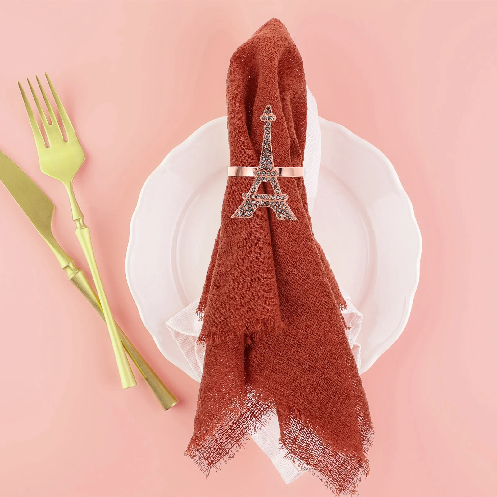 

6pcs Alloy Napkin Rings Serviette Buckles Decorative Wear-Resistant Reusable Banquet Party Wedding Serviette Rings For Home