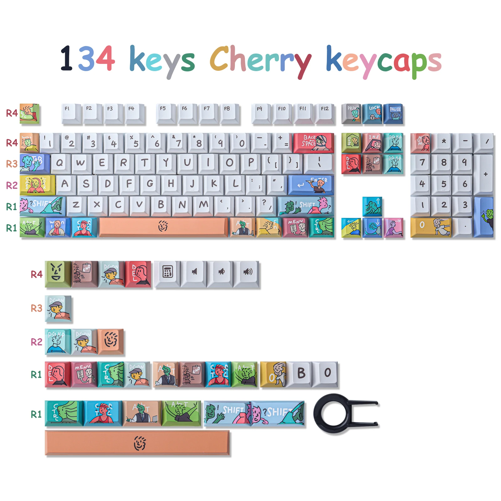 GMK Fancy Keycap, 134 Keys PBT Keycaps Cherry Profile DYE-SUB Personalized GMK Keycaps For Mechanical Keyboard